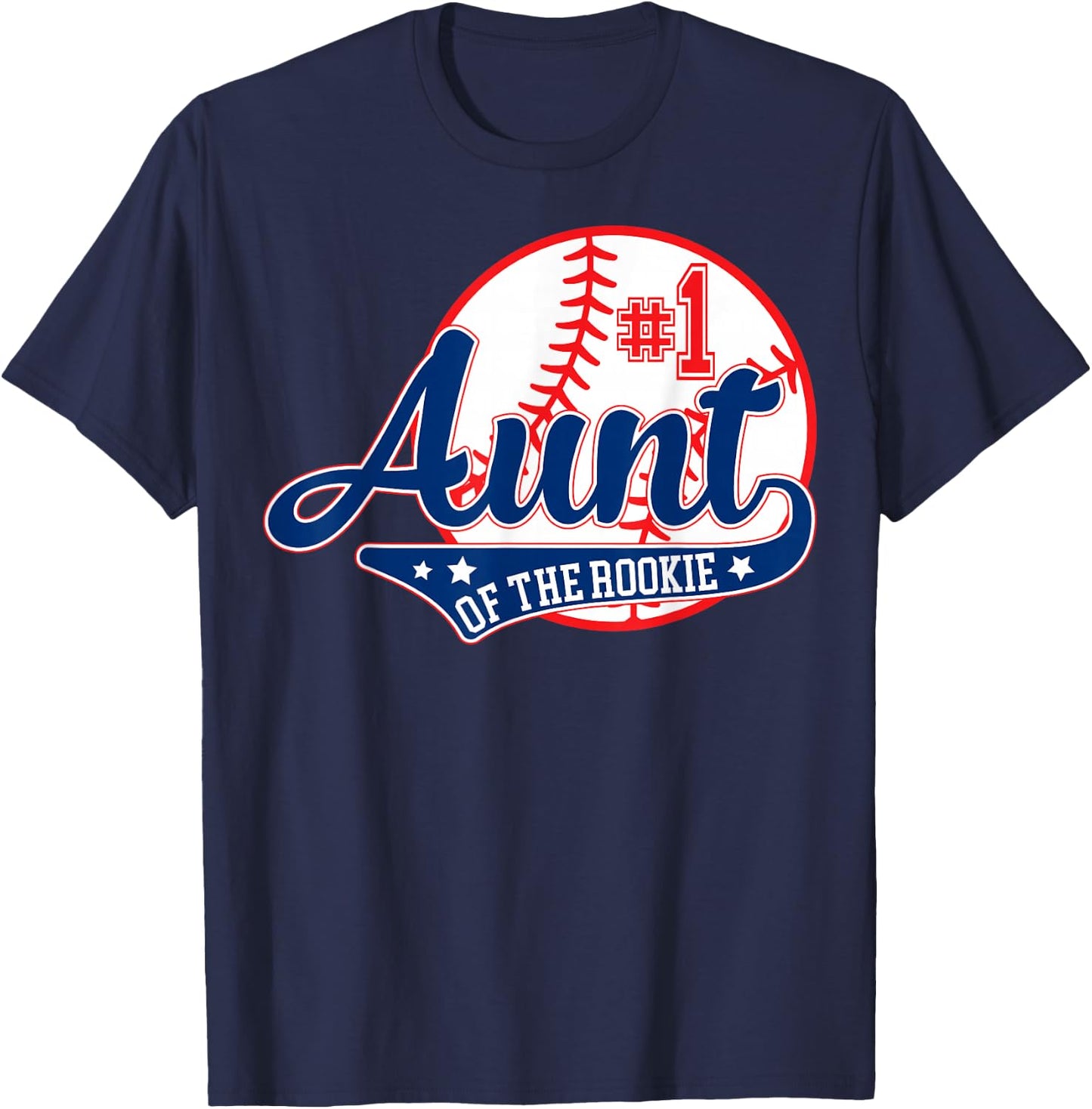 Aunt Rookie of Year 1st Birthday Baseball Theme Matching T-Shirt - T-Shirt | Navy