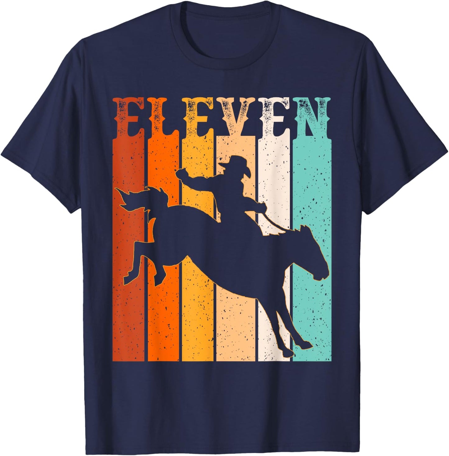 Cowboy 11th Birthday Rodeo Horse 11 Year Old Western Vintage T-Shirt - T-Shirt | Navy