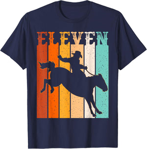 Cowboy 11th Birthday Rodeo Horse 11 Year Old Western Vintage T-Shirt - T-Shirt | Navy