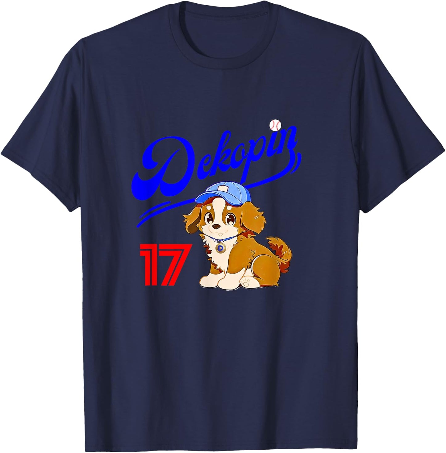 Decopin, Decoy, Dog Shirt, No.17, Otani, Pet Dog, Koi Kerhondier, Baseball Game, Decoy T-Shirt - T-Shirt | Navy