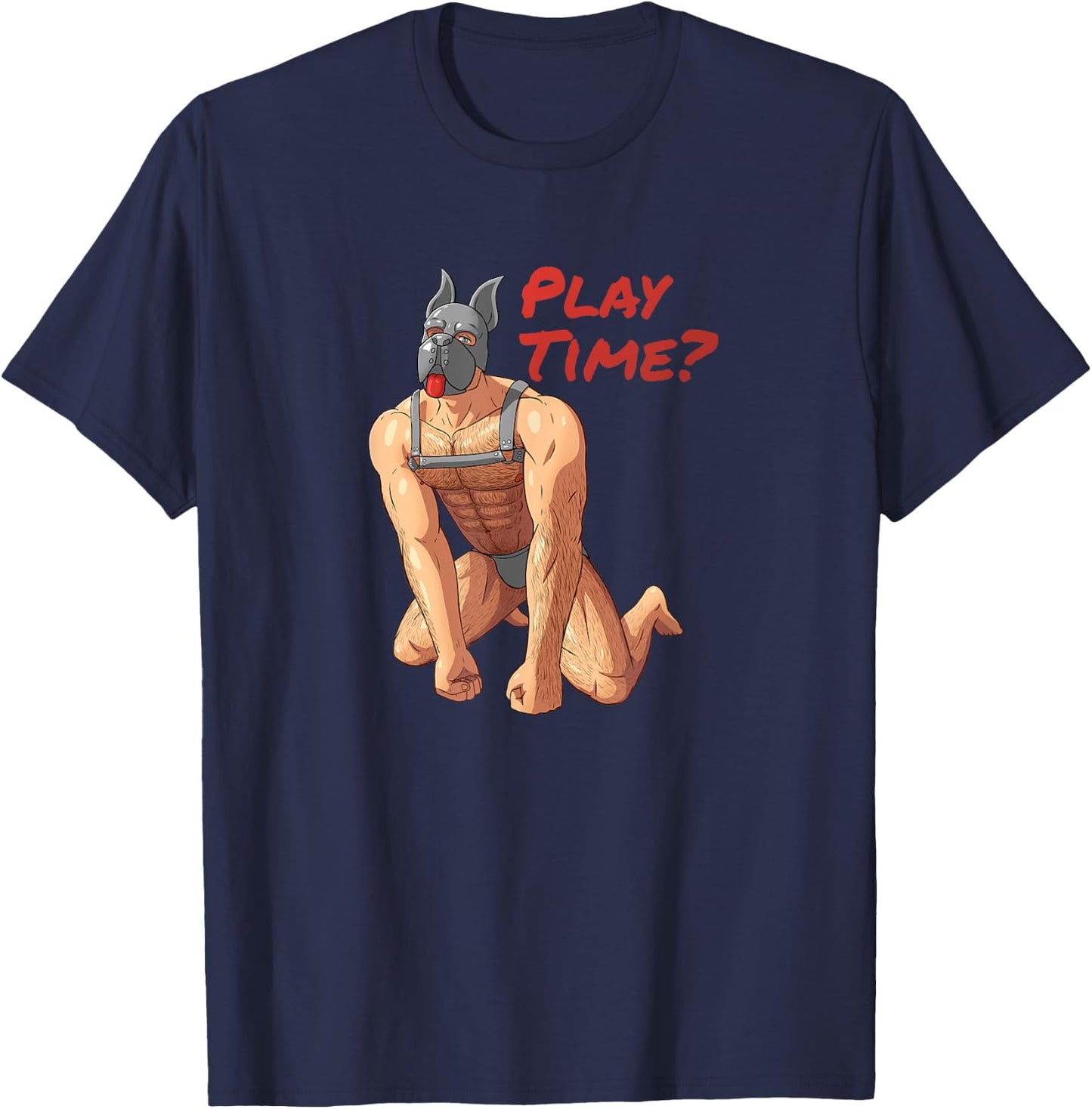 Gay Pup Play Leather Harness Puppy Play Muscle Kink Pride T-Shirt - T-Shirt | Navy