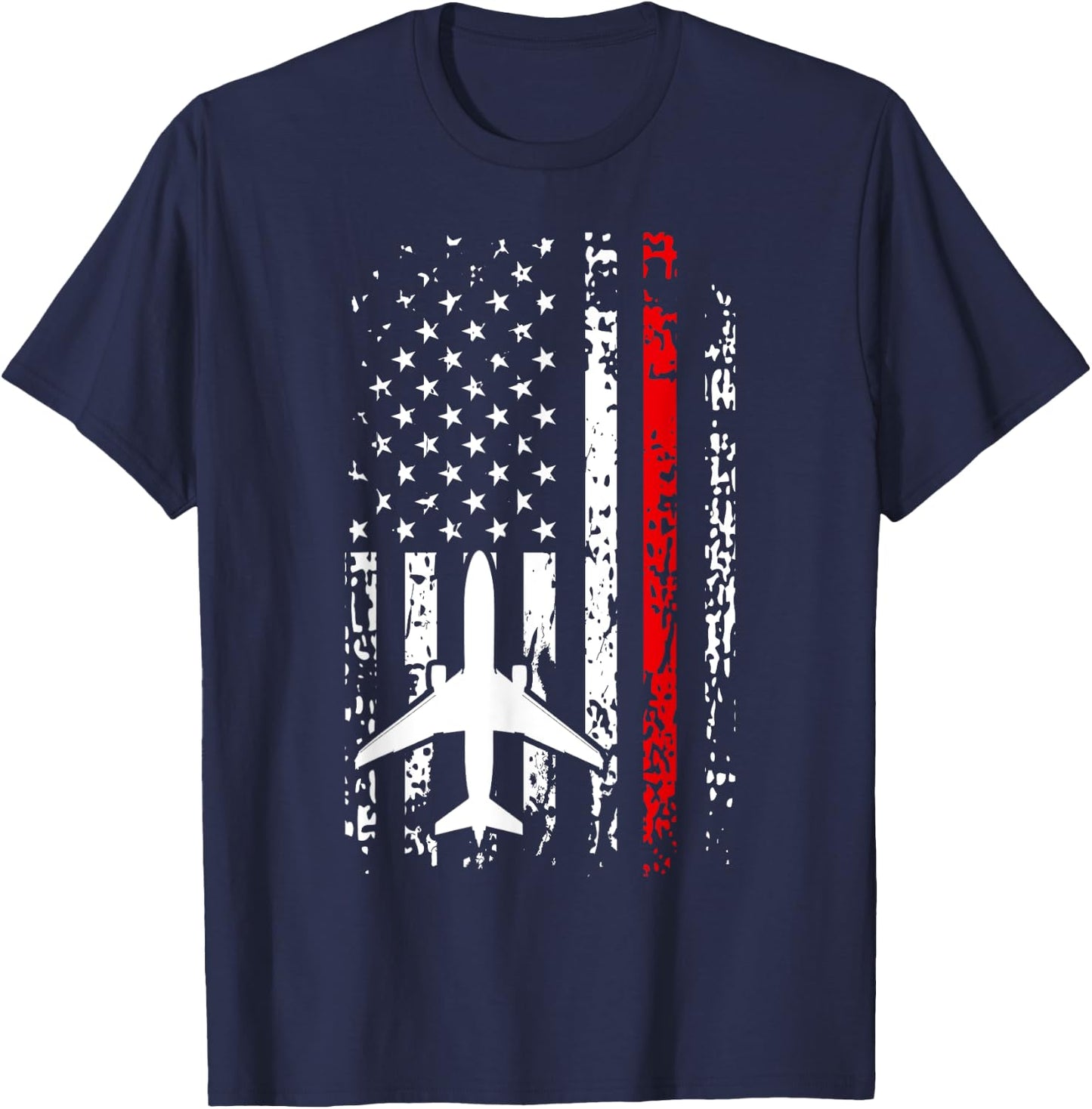 Airport Firefighter Shirt Thin Red Line Airport Fireman Gift T-Shirt - T-Shirt | Navy