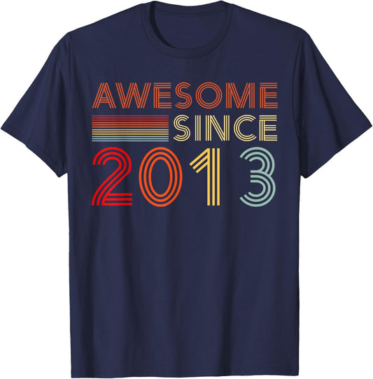 Vintage Awesome Since 2013 Retro Classic Birthday Est 2013 T-Shirt - T-Shirt | Navy