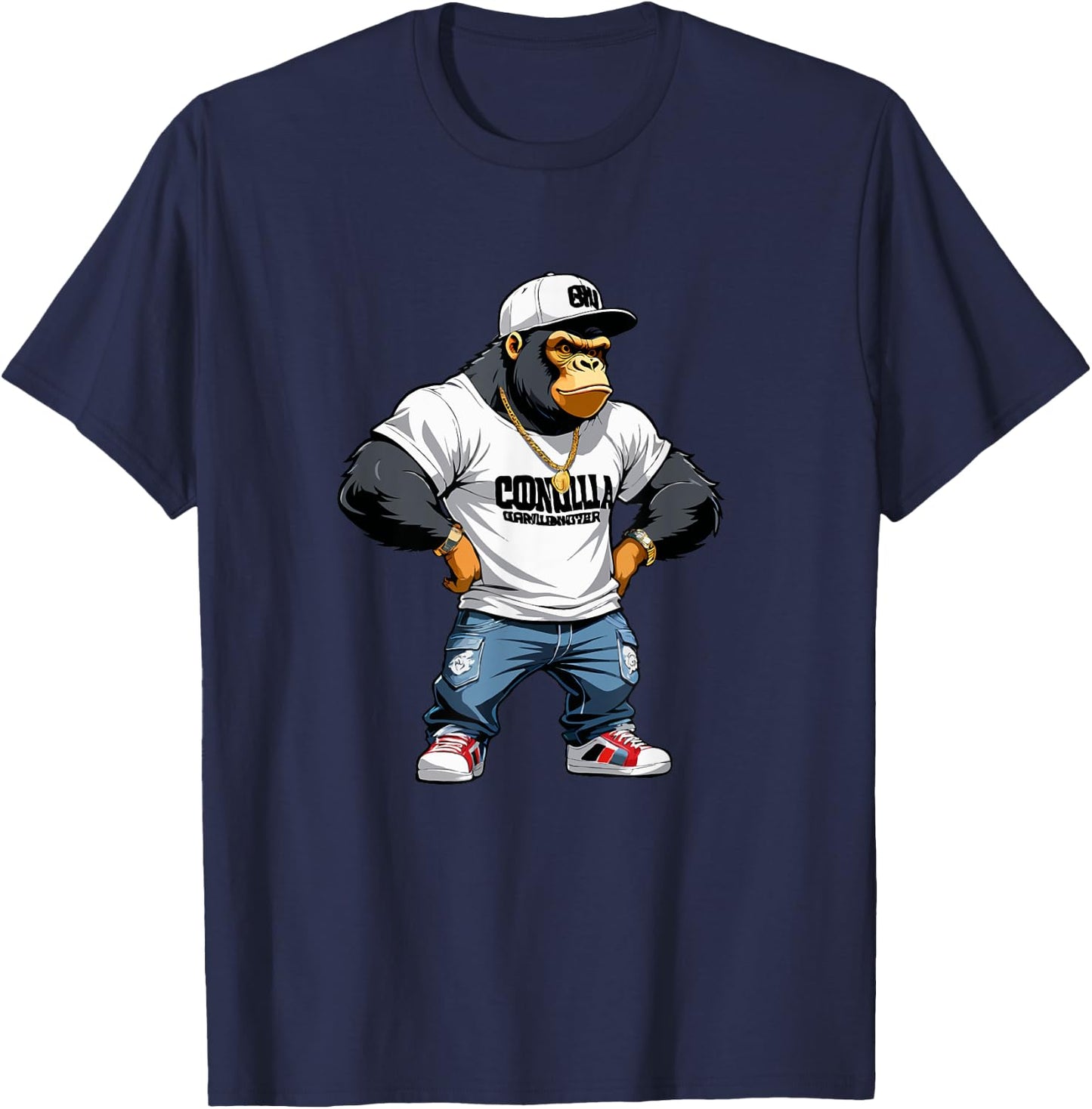 Gangster Gorilla Ape Rapper Hip-Hop Outfit T-Shirt - T-Shirt | Navy