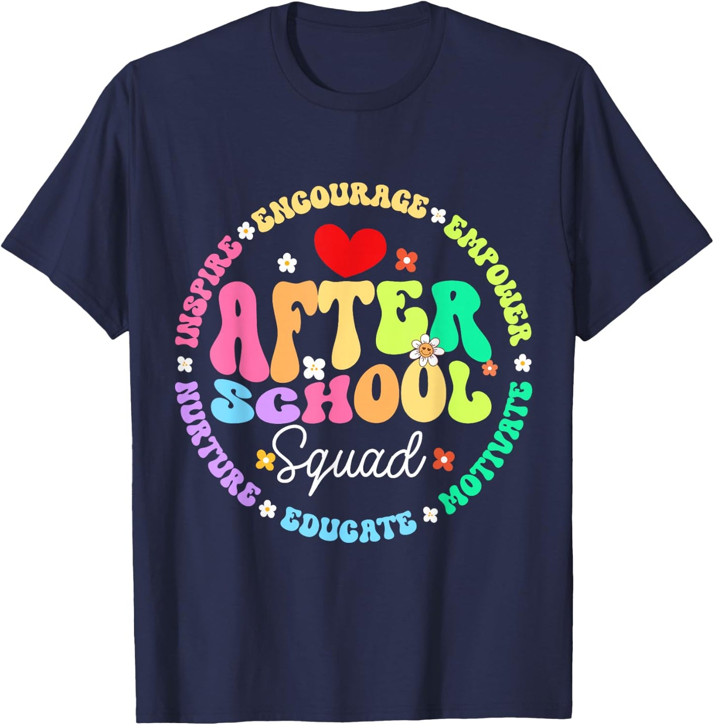 Groovy After School Squad After School Program Staff T-Shirt - T-Shirt | Navy