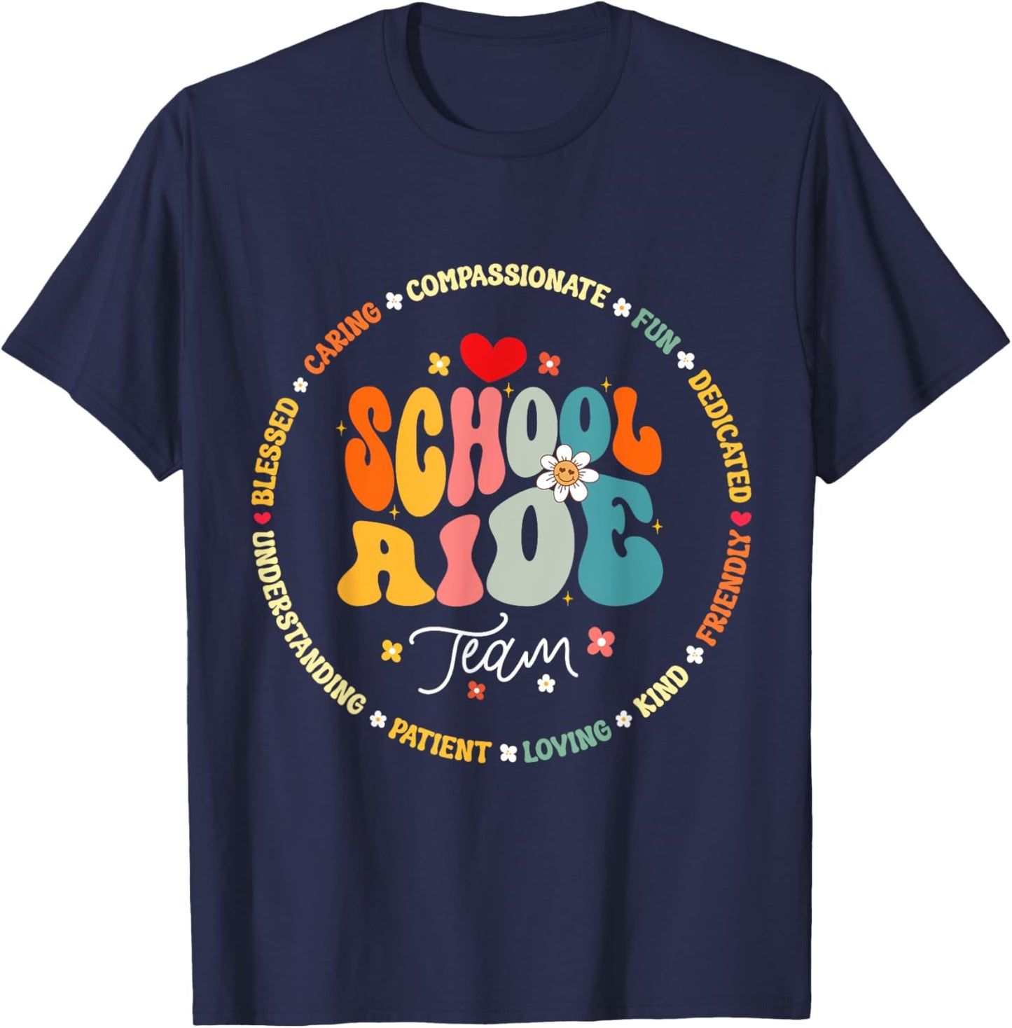 School Aide Team Funny Back To School Teacher Assistant T-Shirt - T-Shirt | Navy