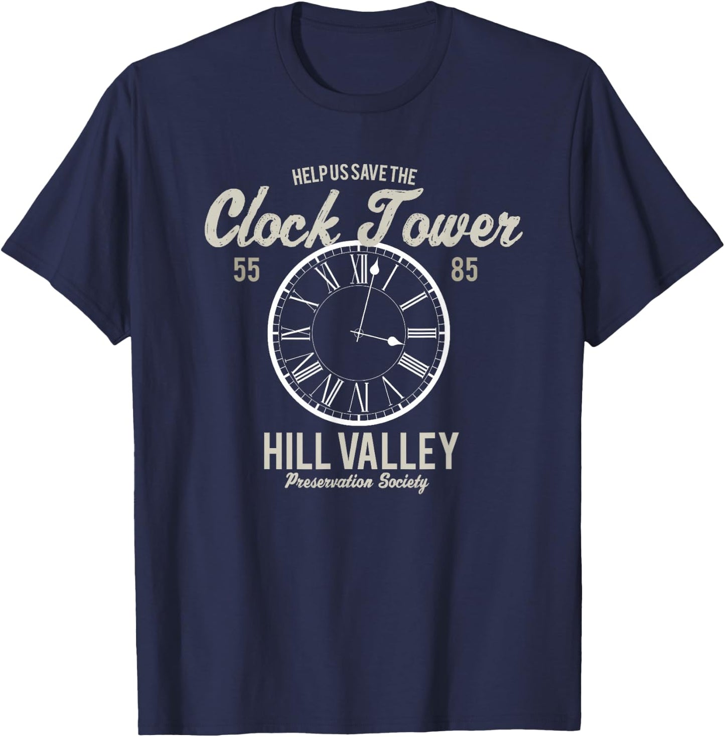 Save the Clock Tower Hill Valley Preservation Society 1985 T-Shirt - T-Shirt | Navy