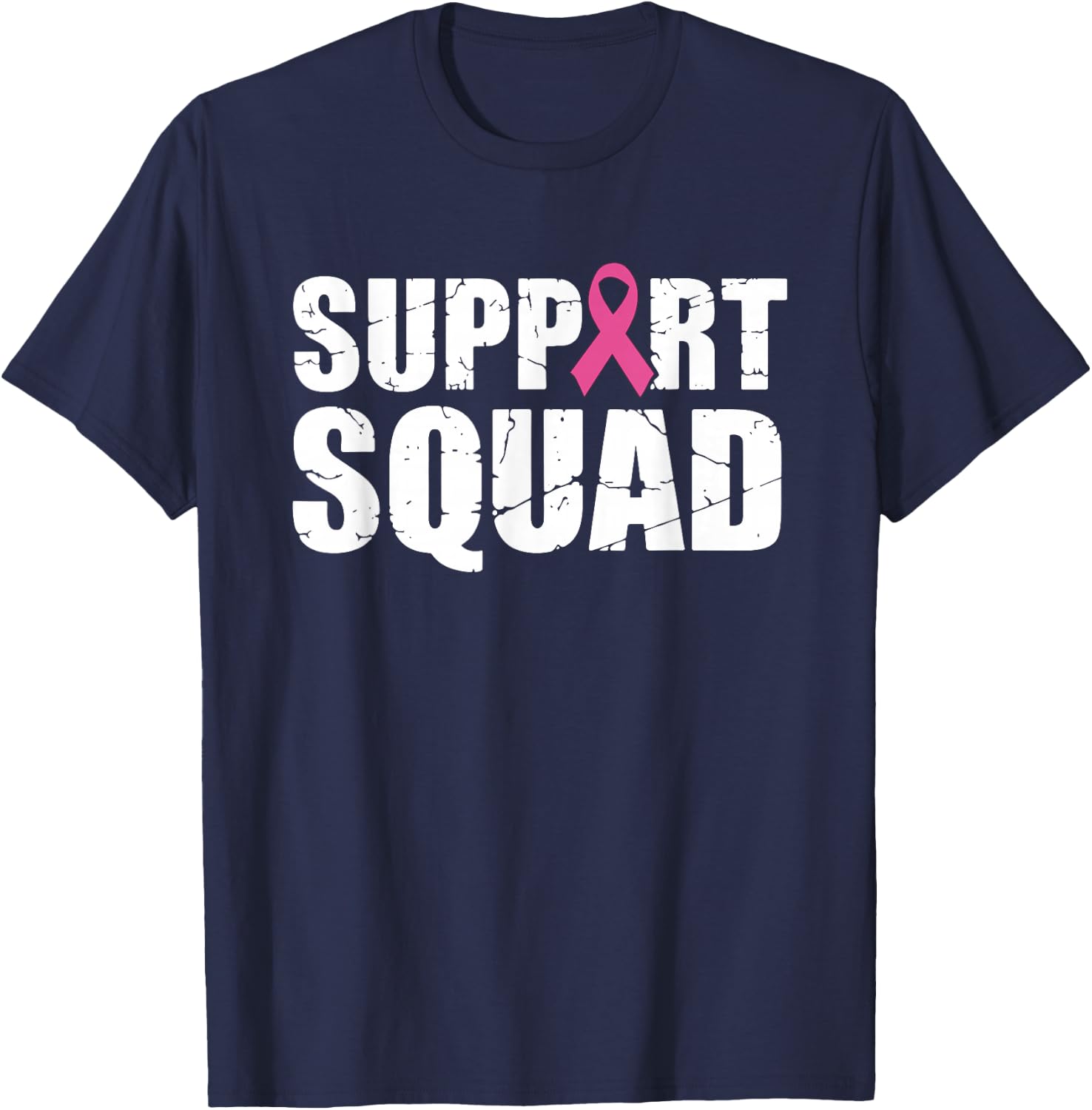Support Squad Pink Ribbon Breast Cancer Awareness Women T-Shirt - T-Shirt | Navy