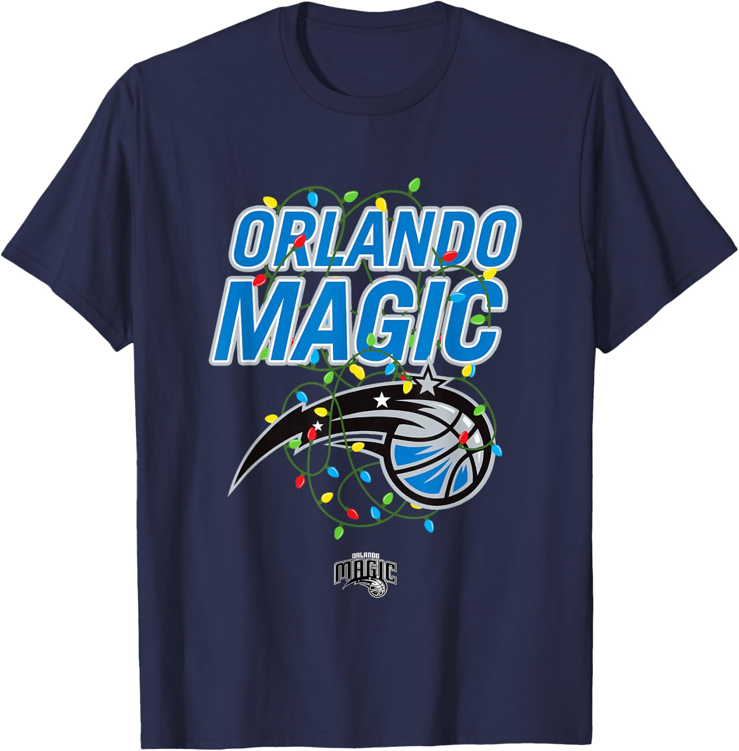 NBA Orlando Magic Christmas Lights Holiday Logo T-Shirt - T-Shirt | Navy