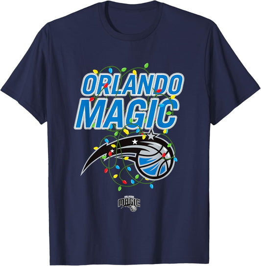 NBA Orlando Magic Christmas Lights Holiday Logo T-Shirt - T-Shirt | Navy