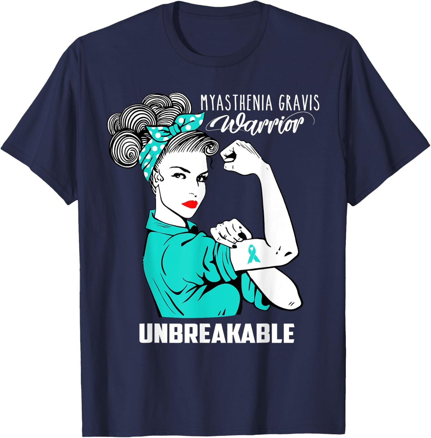 Myasthenia Gravis Warrior Unbreakable Shirt Awareness Gift T-Shirt - T-Shirt | Navy