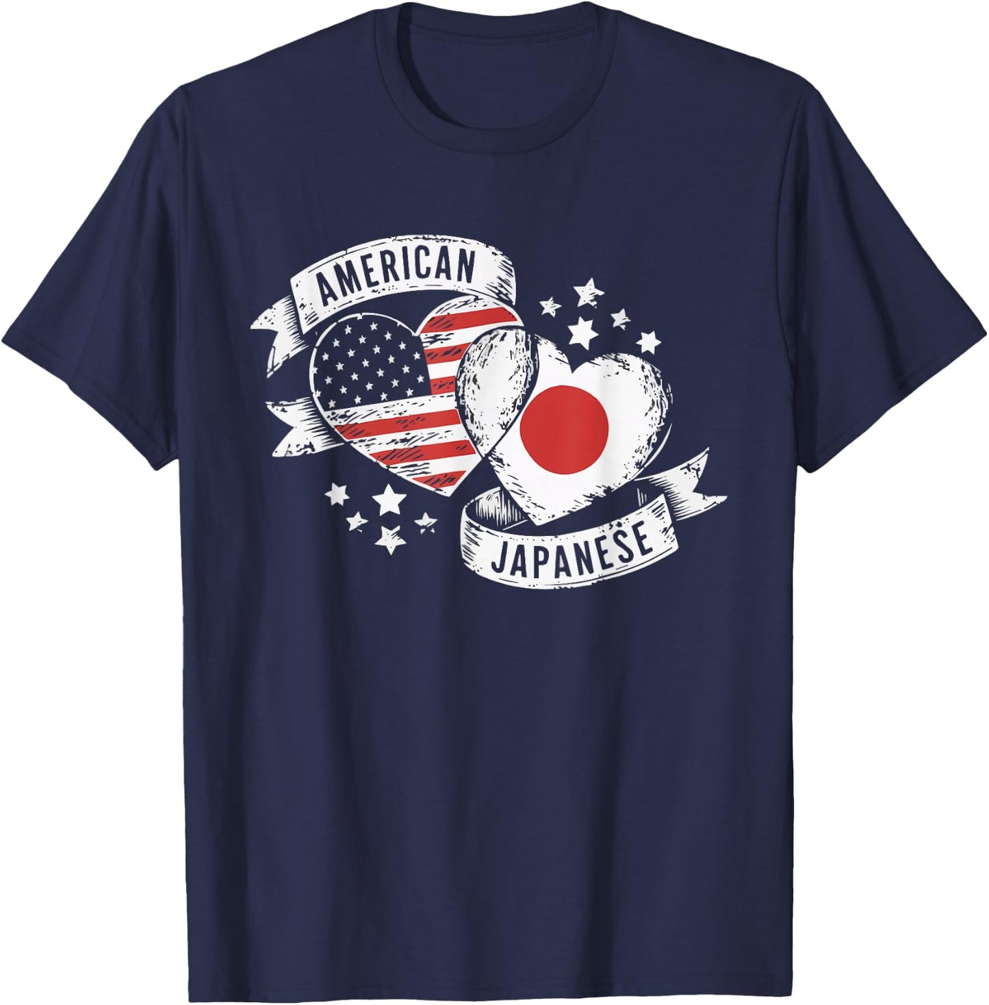 Half Japanese Half American USA Flag Japan America T-Shirt - T-Shirt | Navy
