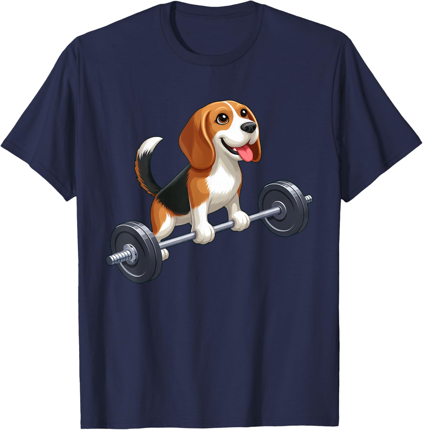 Beagle Barbell Dog Fitness Workout Men Women T-Shirt - T-Shirt | Navy