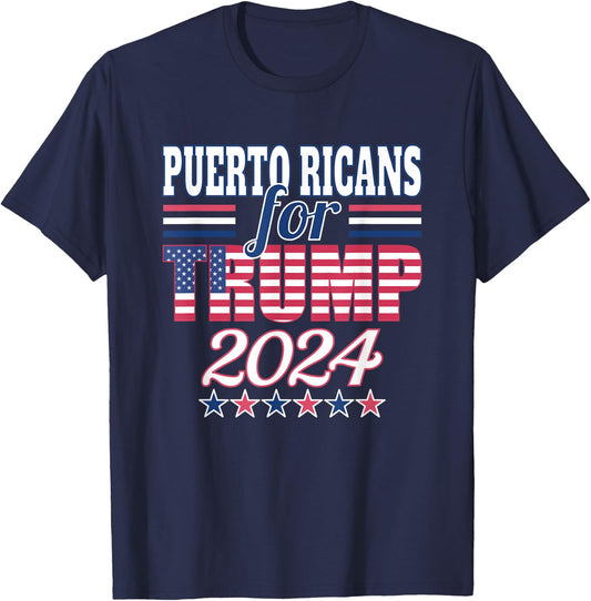 Puerto Ricans For Trump Pro Trump Supporter 2024 Election T-Shirt - T-Shirt | Navy