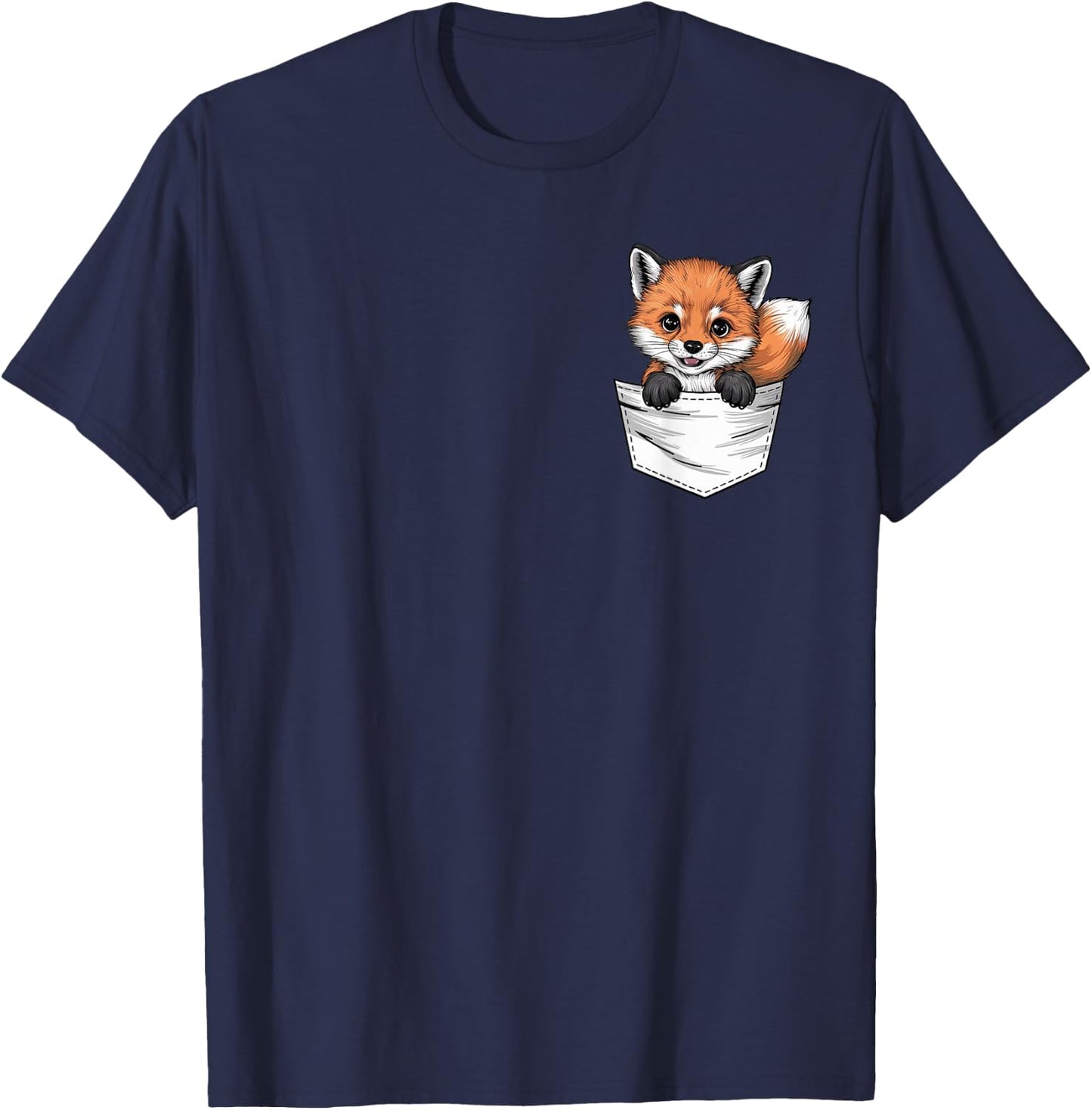 Baby Fox In The Pocket Cute Fox T-Shirt - T-Shirt | Navy