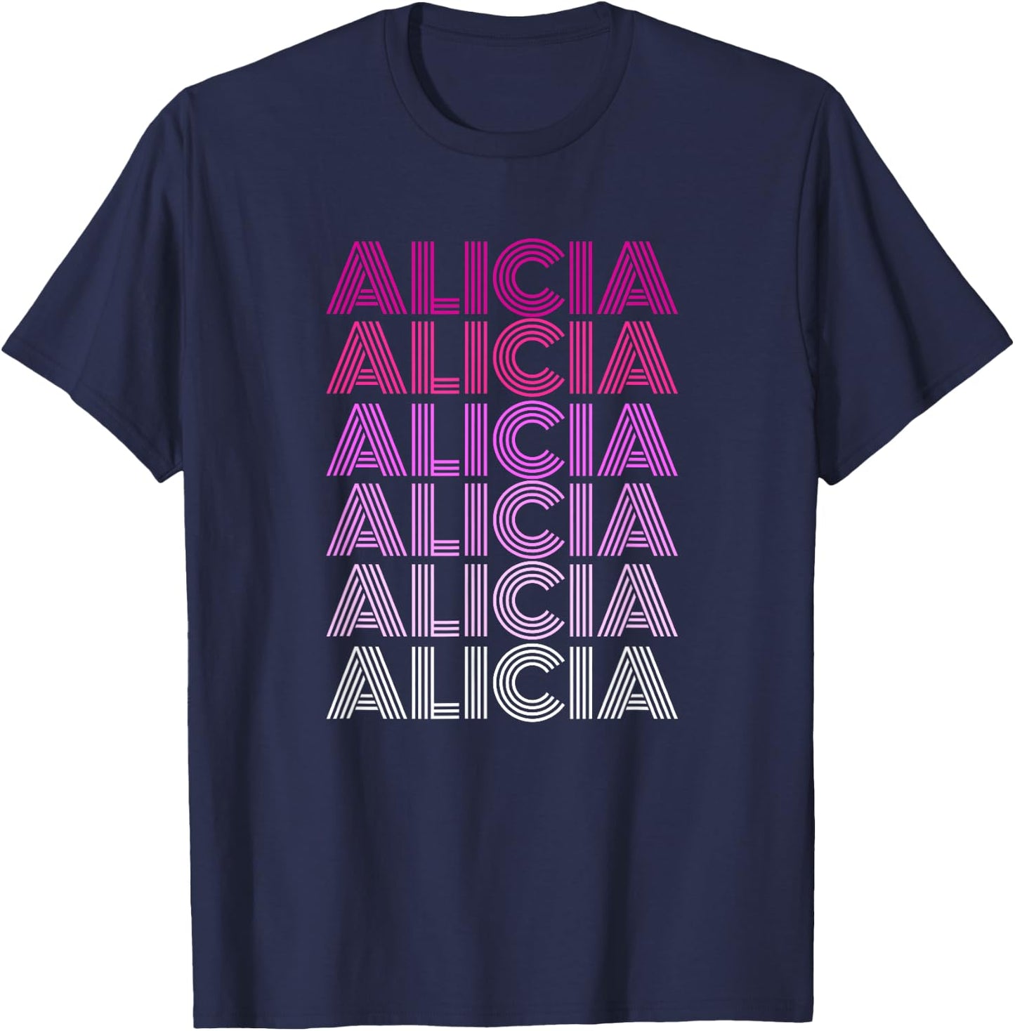 Retro Style Alicia Pink Ombre T-Shirt - T-Shirt | Navy