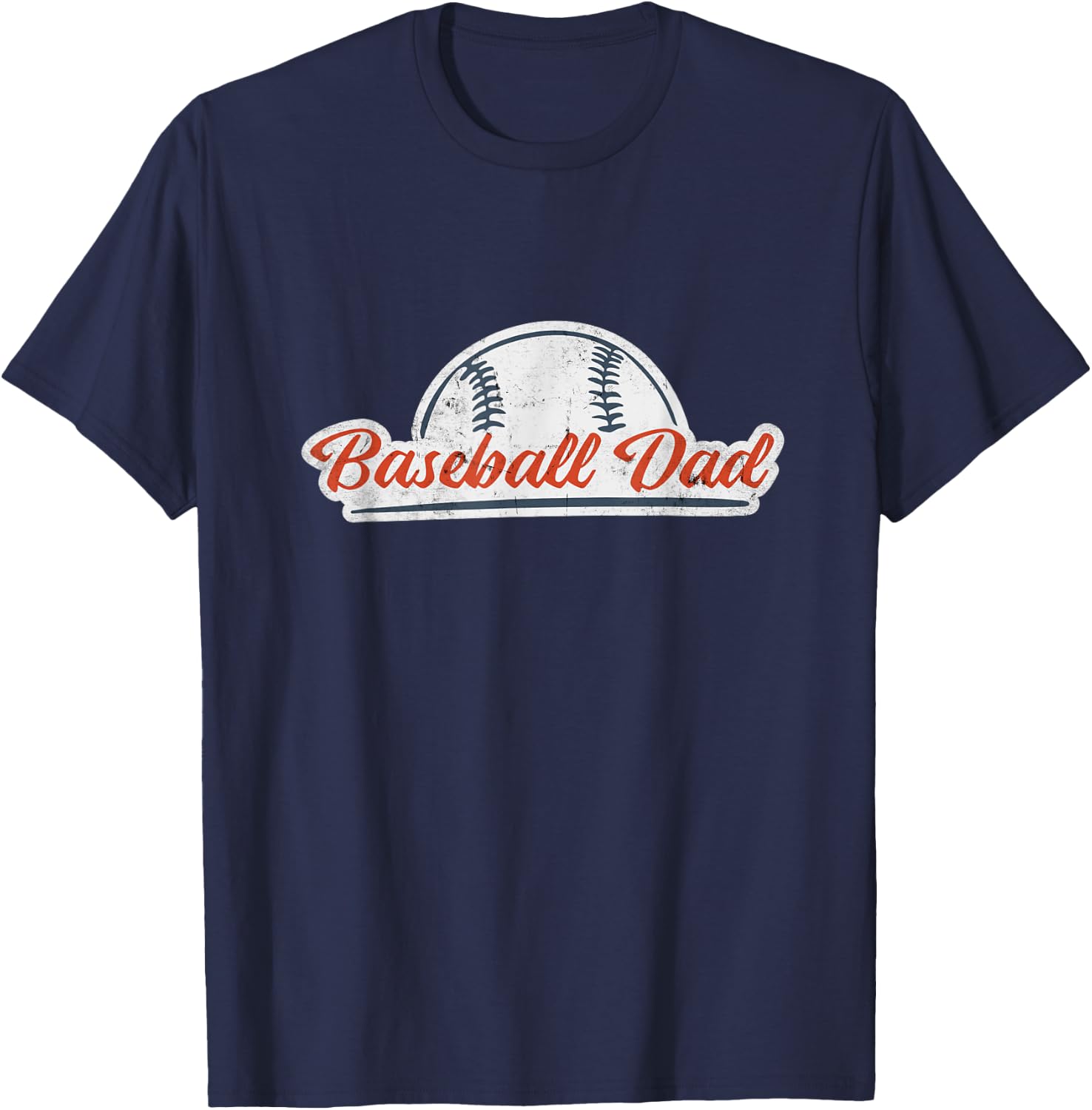 Baseball Dad Cool Simple Vintage Look Sports Graphic T-Shirt - T-Shirt | Navy