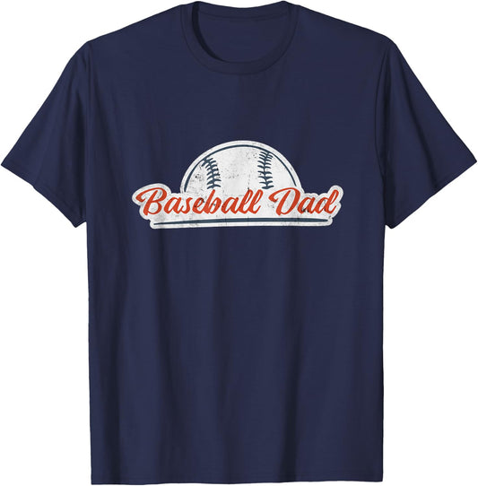 Baseball Dad Cool Simple Vintage Look Sports Graphic T-Shirt - T-Shirt | Navy