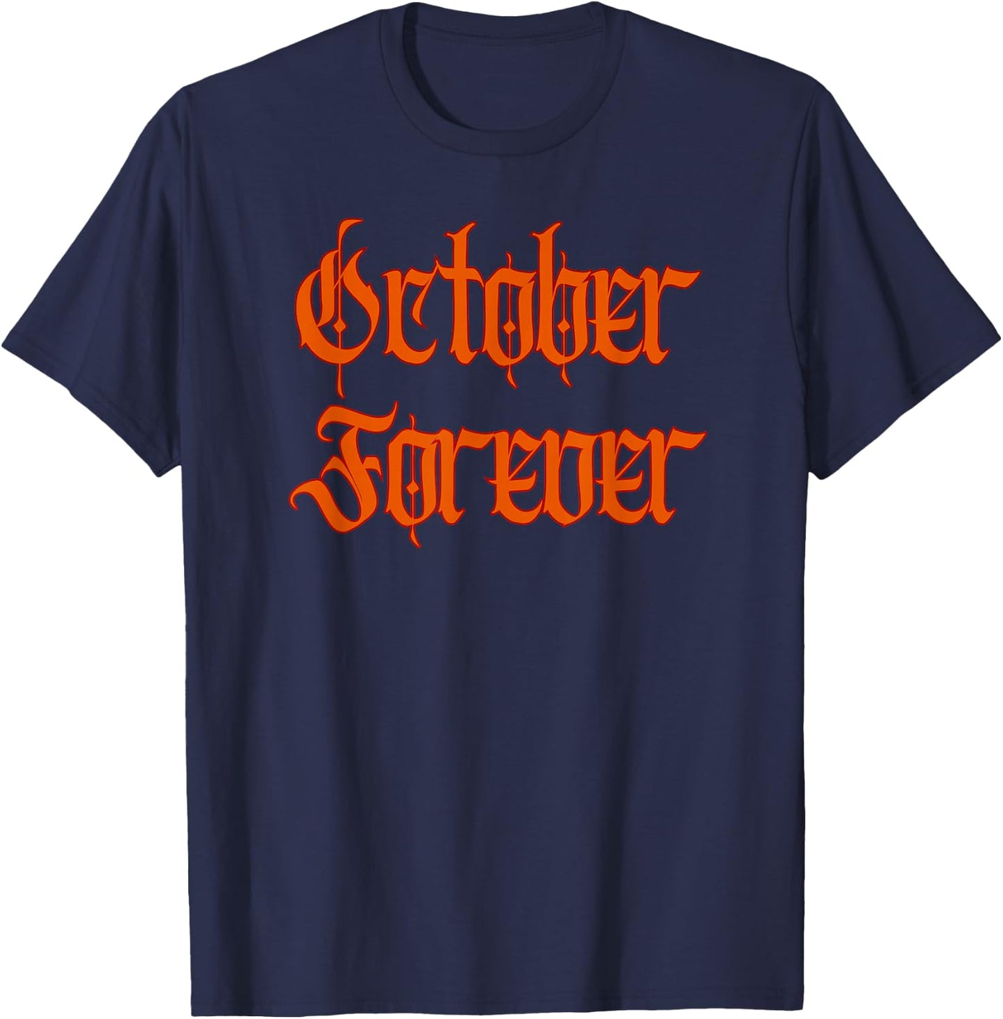 October Forever Jack-O-Lantern Head Flaming Forest T-Shirt - T-Shirt | Navy