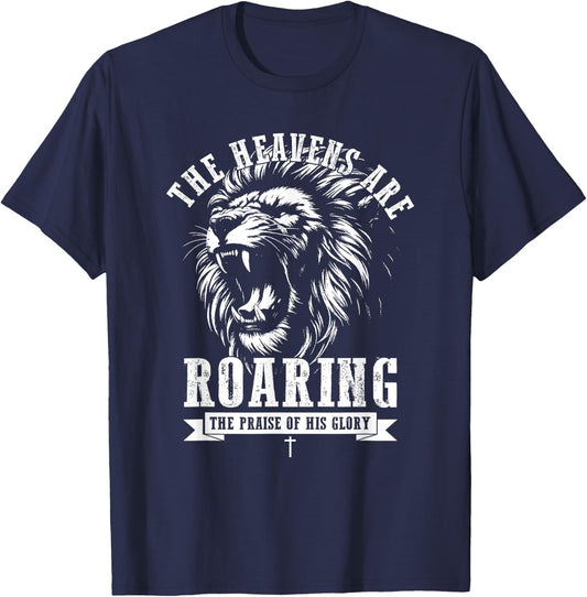 The Heavens Are Roaring, Retro Christian Bible Verse T-Shirt - T-Shirt | Navy
