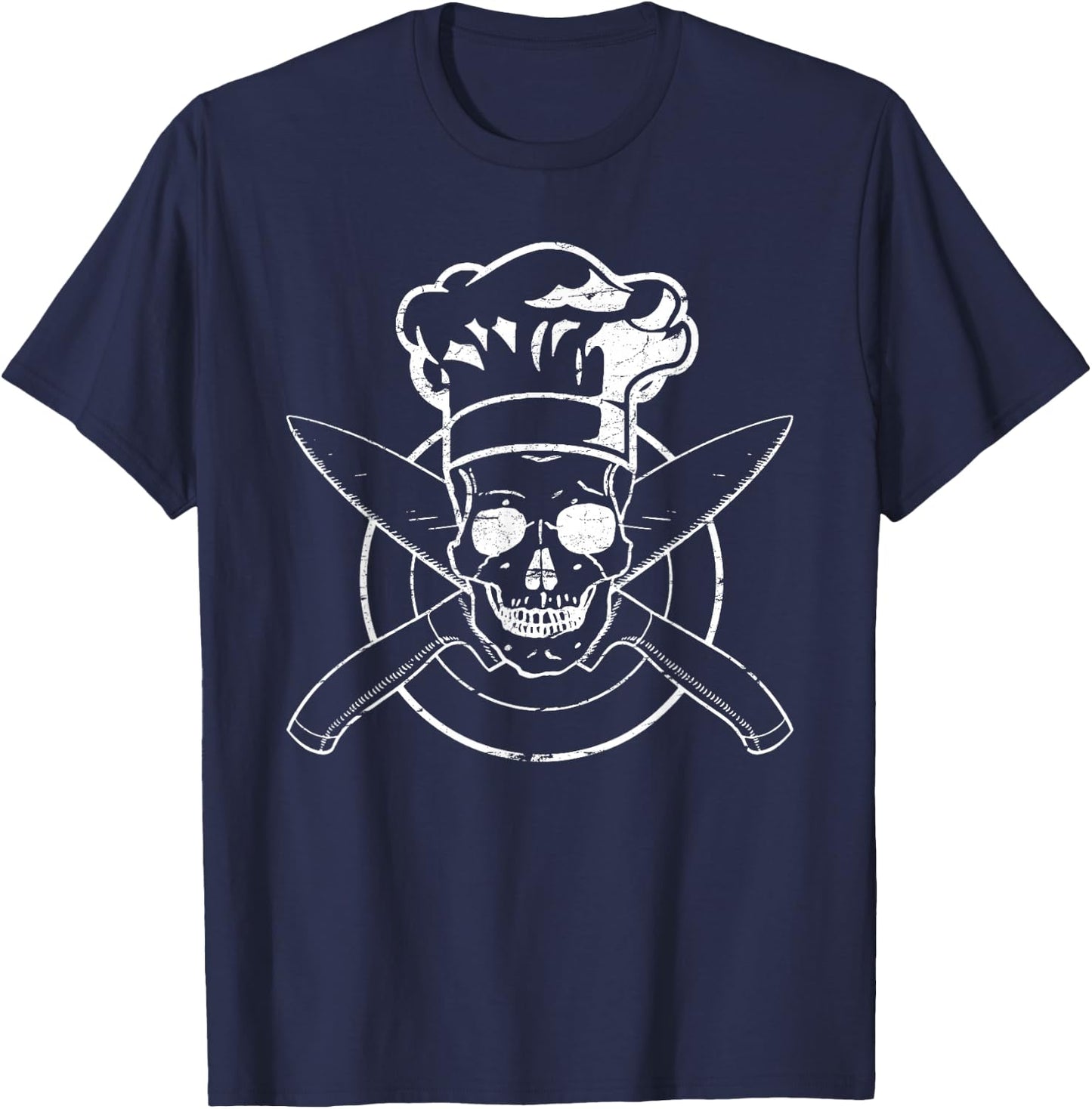 Chef Shirt Skull Chef's Hat Cooking BBQ Grilling Gift T-Shirt - T-Shirt | Navy