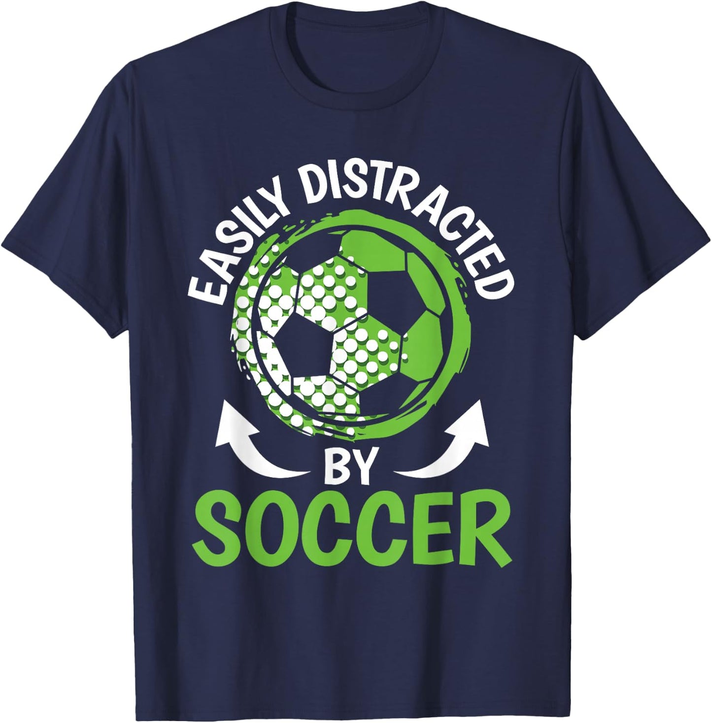 Easily Distracted By Soccer Men Boys Kids Soccer Player T-Shirt - T-Shirt | Navy