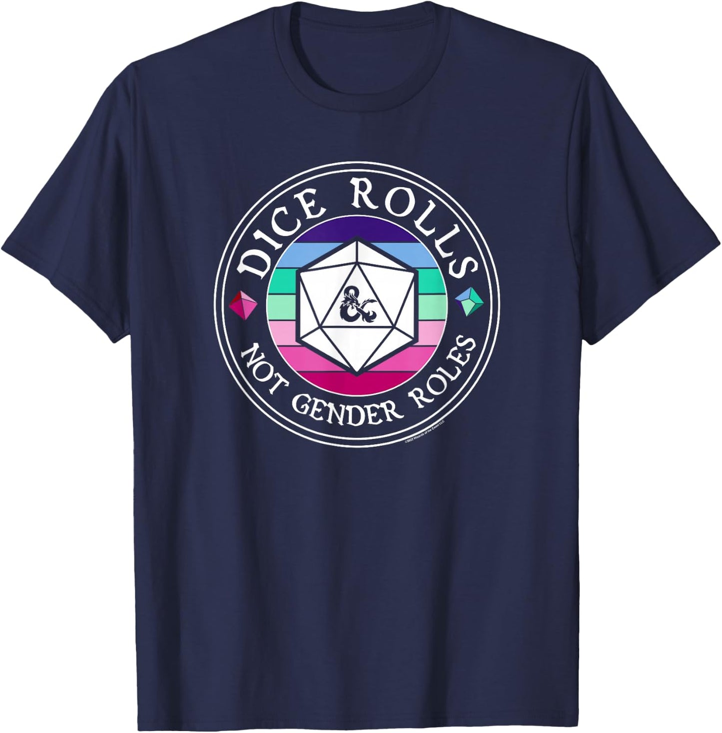 Dungeons & Dragons Dice Rolls Not Gender Roles Pride Logo T-Shirt - T-Shirt | Navy