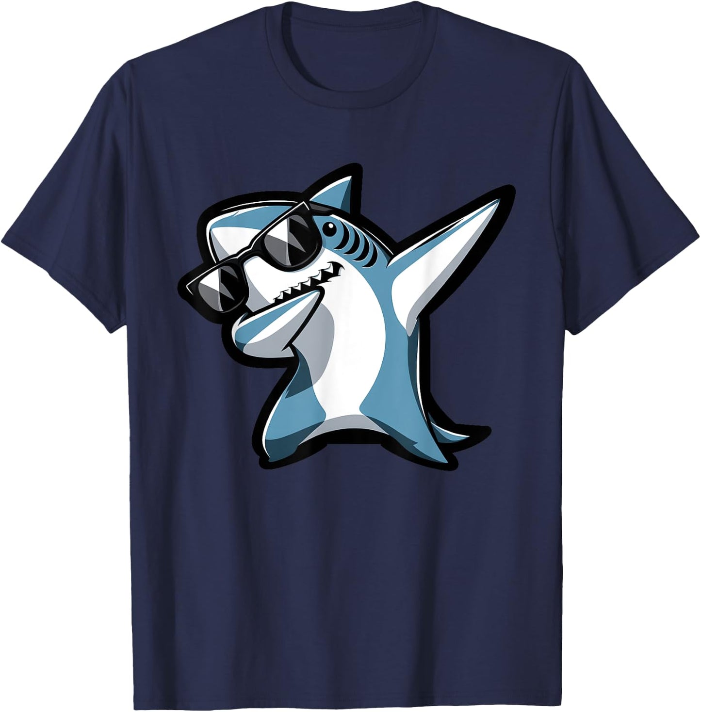 Cool Dabbing Shark Sunglasses Sea Animal Birthday Parties T-Shirt - T-Shirt | Navy