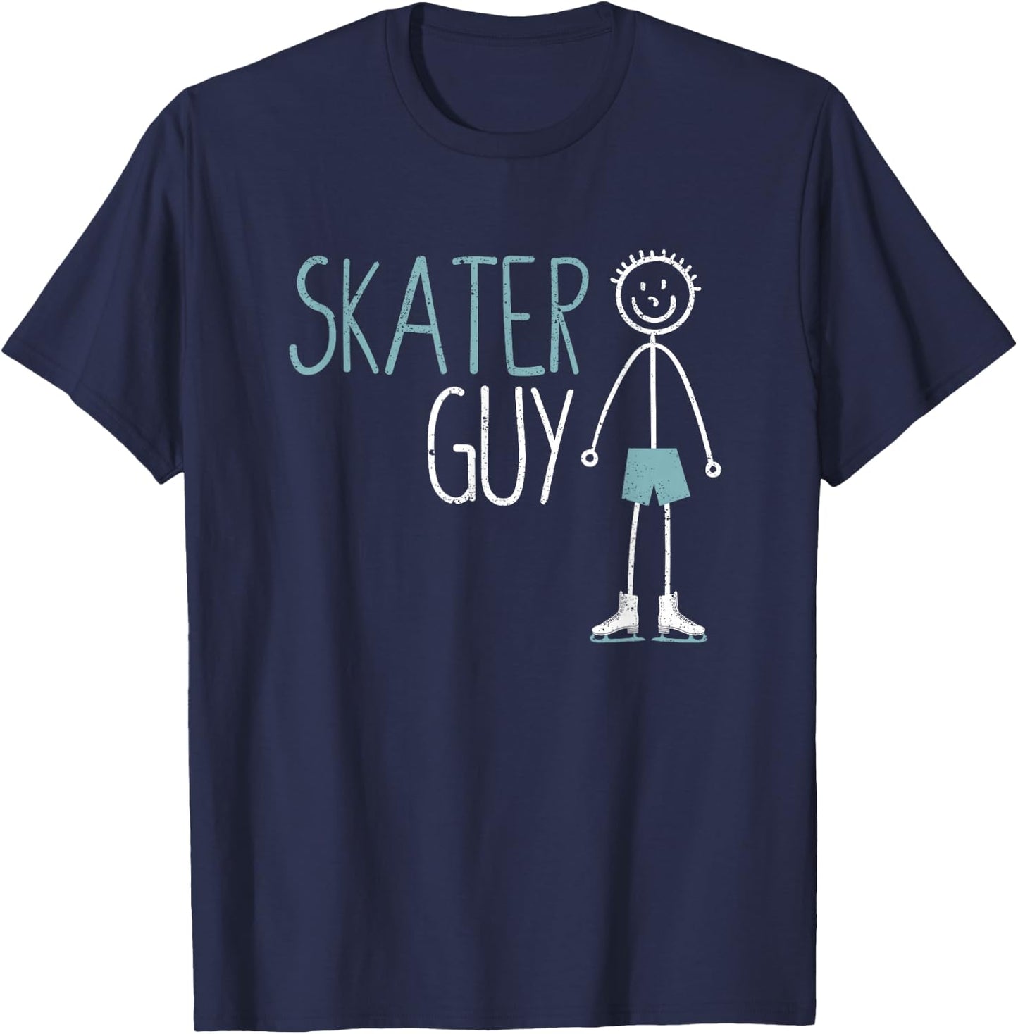 Skater Guy Funny Skates Ice Skating Boy Figure Skaters T-Shirt - T-Shirt | Navy