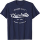 Classic Vintage Retro Charlotte Queen City NC USA Novelty T-Shirt - T-Shirt | Navy
