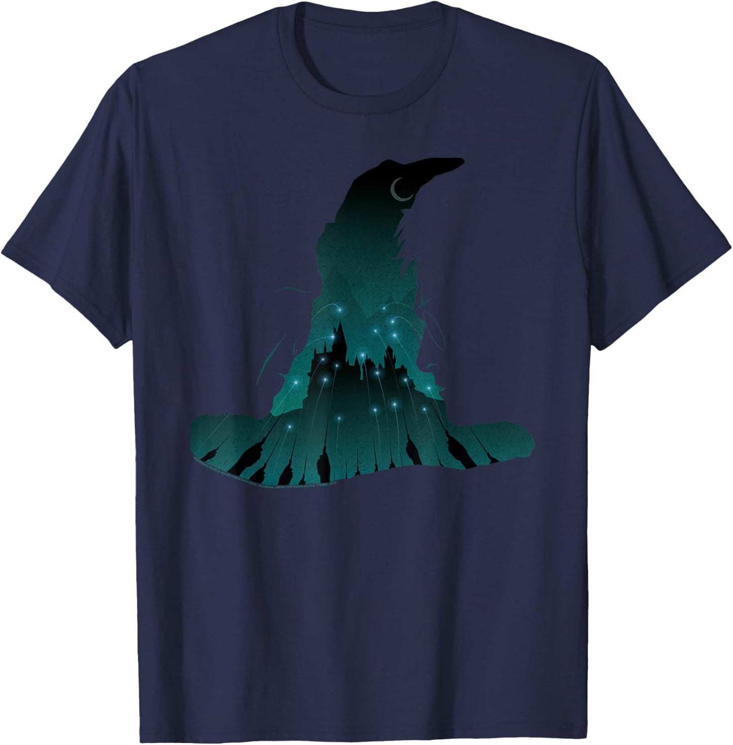 Harry Potter Sorting Hat and Hogwarts Attack T-Shirt - T-Shirt | Navy