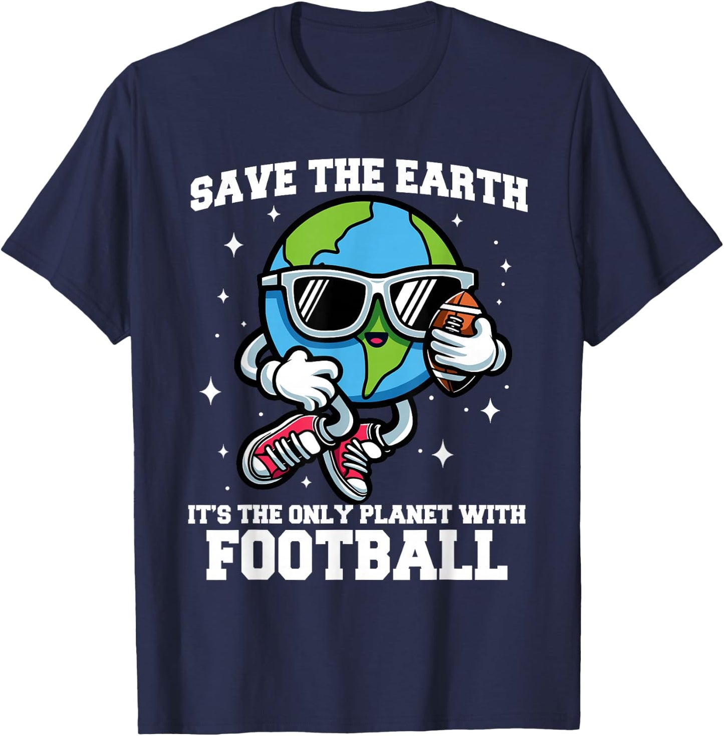 Save Earth Football Design - Funny Earth Day Sports T-Shirt - T-Shirt | Navy
