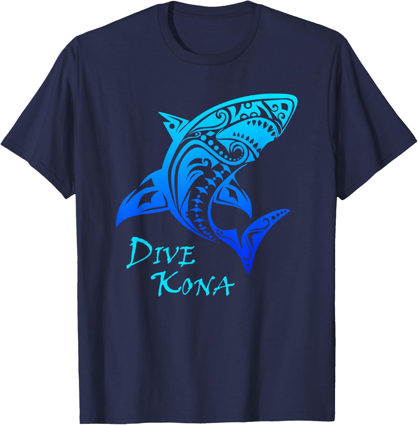 Dive Kona Hawaii Tribal Shark Polynesian Tattoo Gift T-Shirt - T-Shirt | Navy