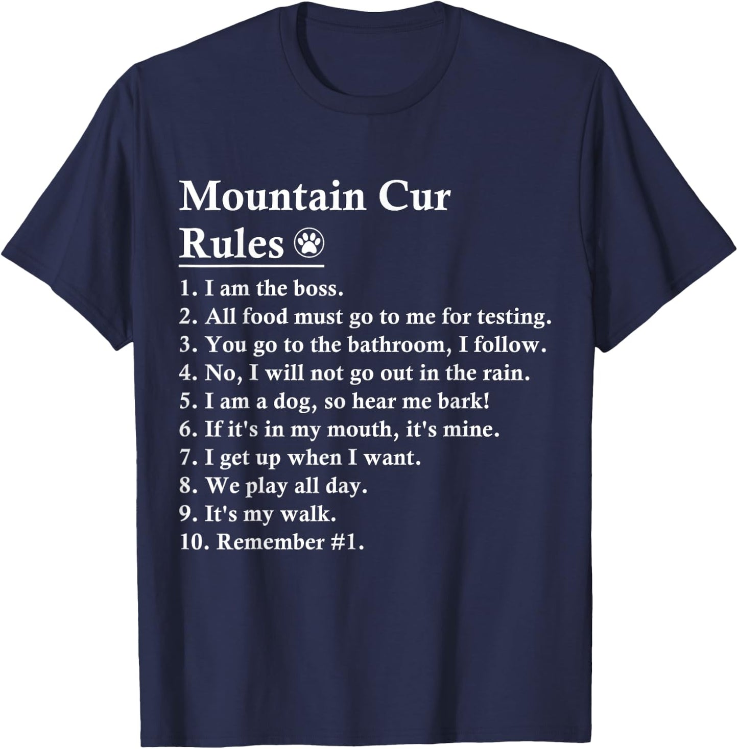 Funny Mountain Cur Dog Rules Women Kids T-Shirt - T-Shirt | Navy