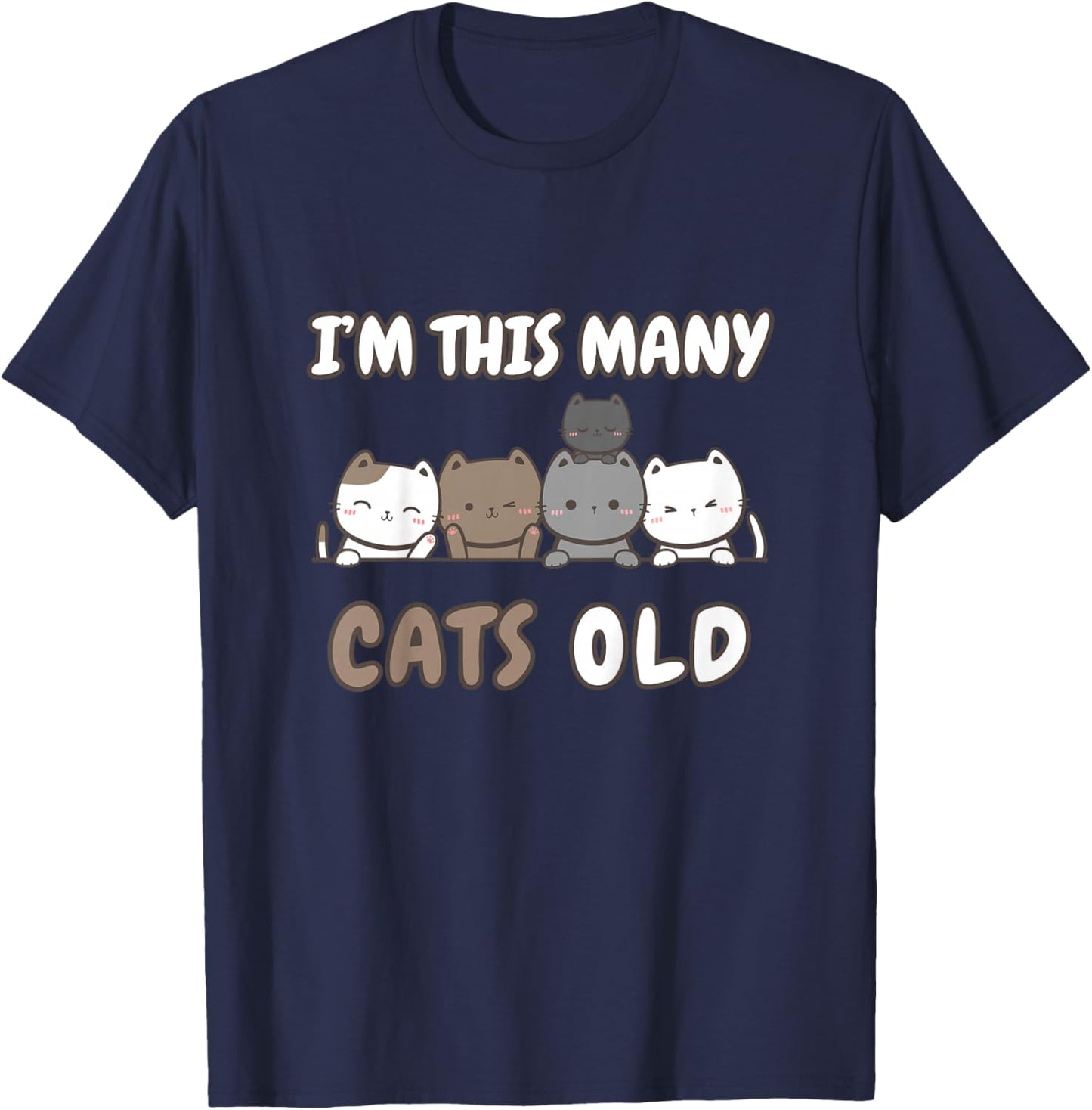 I'm This Many Cats Old - Funny 5th Birthday 5 Years Old Bday T-Shirt - T-Shirt | Navy