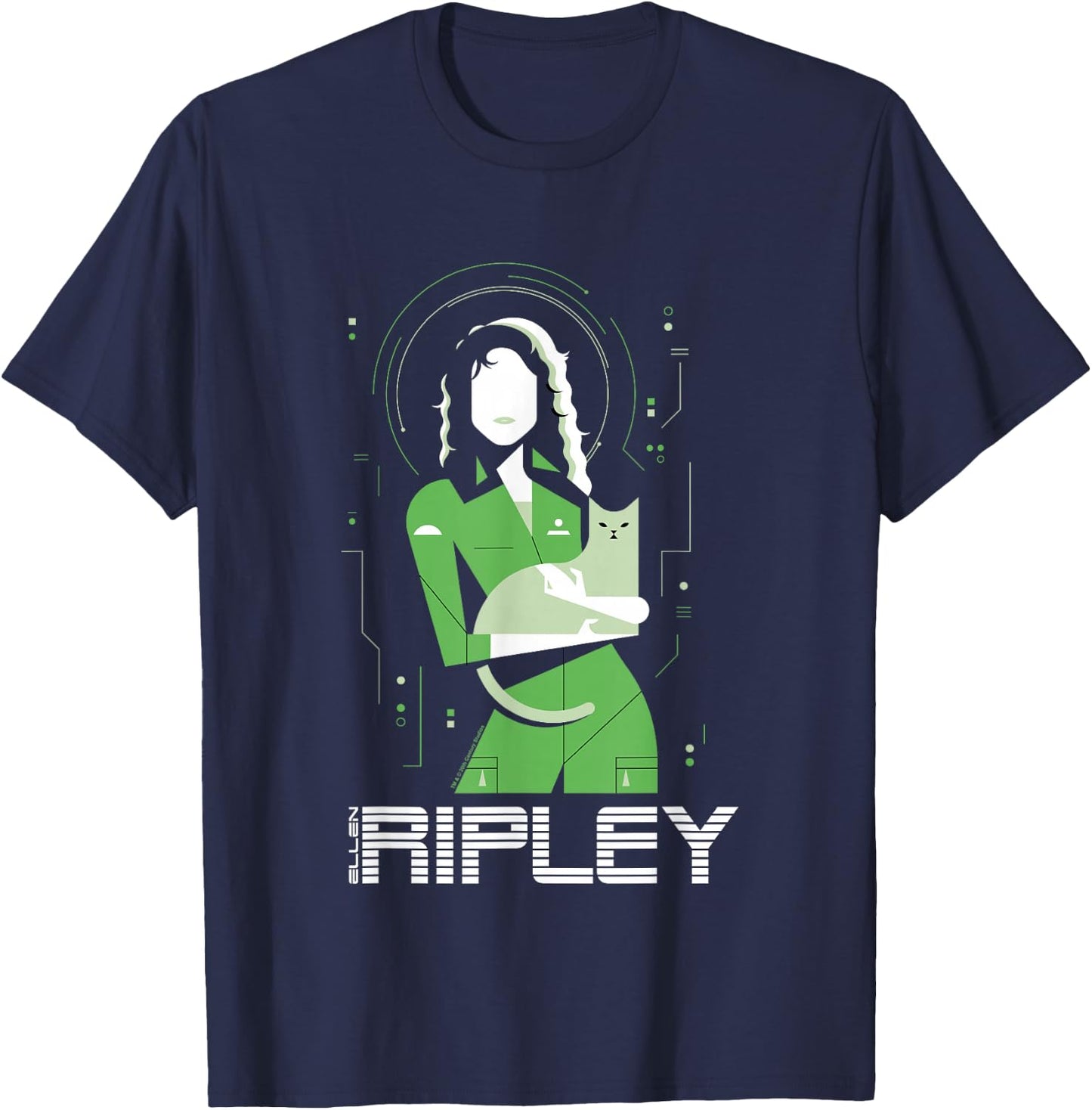 Aliens Iconic Strong Ellen Ripley Silhouette Chest Portrait T-Shirt - T-Shirt | Navy