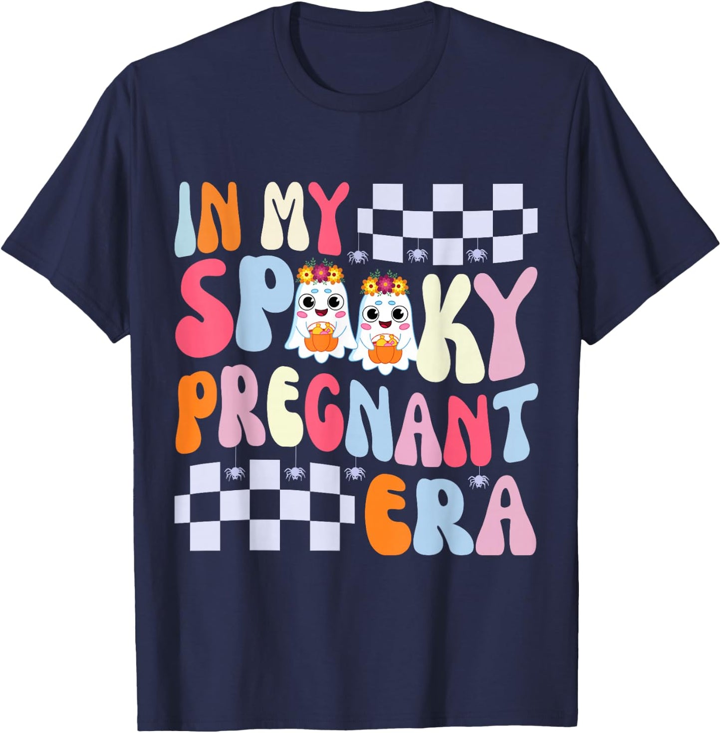 In My Spooky Pregnant Era Maternity Ghost T-Shirt - T-Shirt | Navy