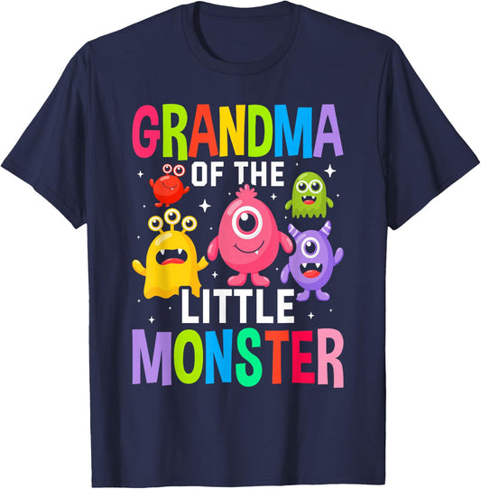 Grandma Of The Little Monster Birthday Party Family Monster T-Shirt - T-Shirt | Navy
