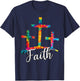 Faith Jesus Christian Cross Tie Dye Rainbow Religious Bible T-Shirt - T-Shirt | Navy