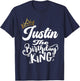Justin The Birthday King Happy Birthday Shirt Men Boys Teens T-Shirt - T-Shirt | Navy