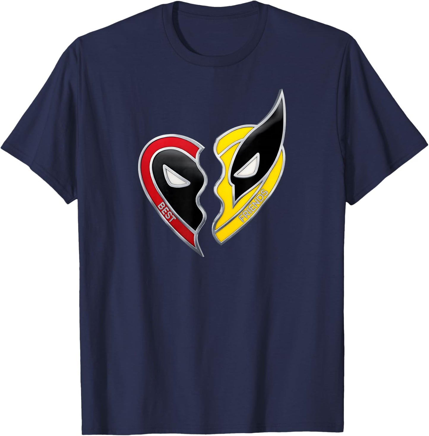 Marvel Studios Deadpool & Wolverine Best Friends Heart Charm T-Shirt - T-Shirt | Navy