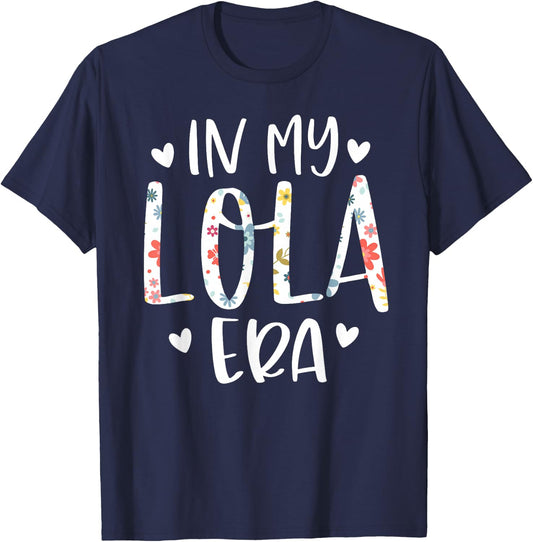 in My Lola Era Flower Letter Floral for Lola T-Shirt - T-Shirt | Navy