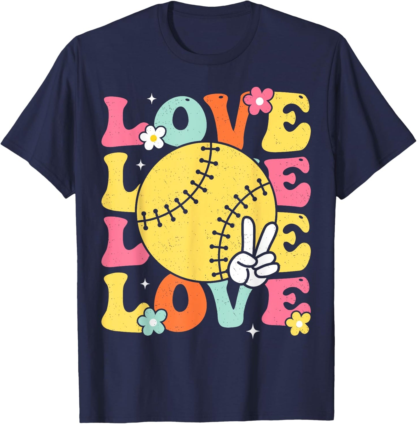 Softball Love Cute Softball Shirts Mom Teens Girls T-Shirt - T-Shirt | Navy