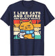 I Like Cats Coffee 3 People Funny Pet Owner Men Women Kids T-Shirt - T-Shirt | Navy