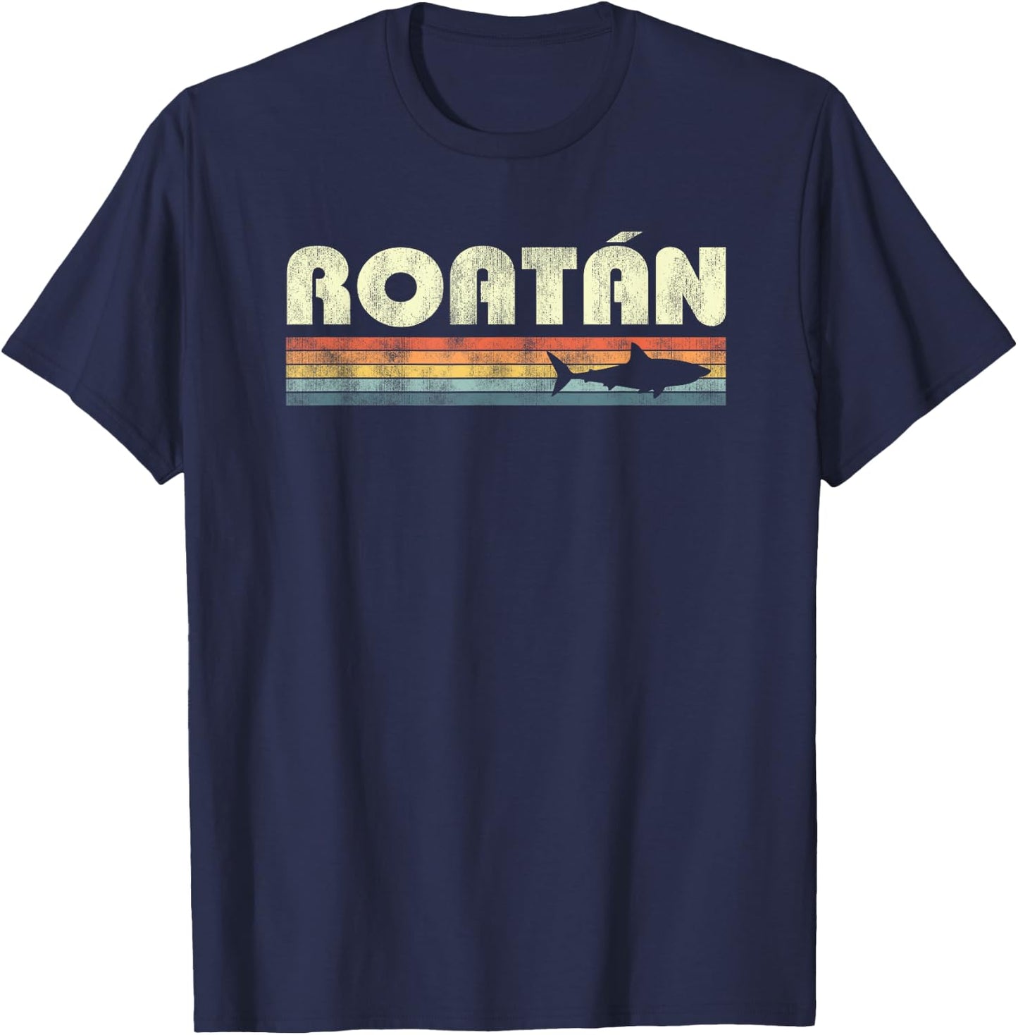 Retro Roatan Honduras Souvenir Shark Boys Girls T-Shirt - T-Shirt | Navy