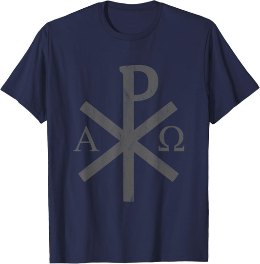 The Chi-Rho Cross - Jesus Christ Symbol - v2 vintage T-Shirt - T-Shirt | Navy