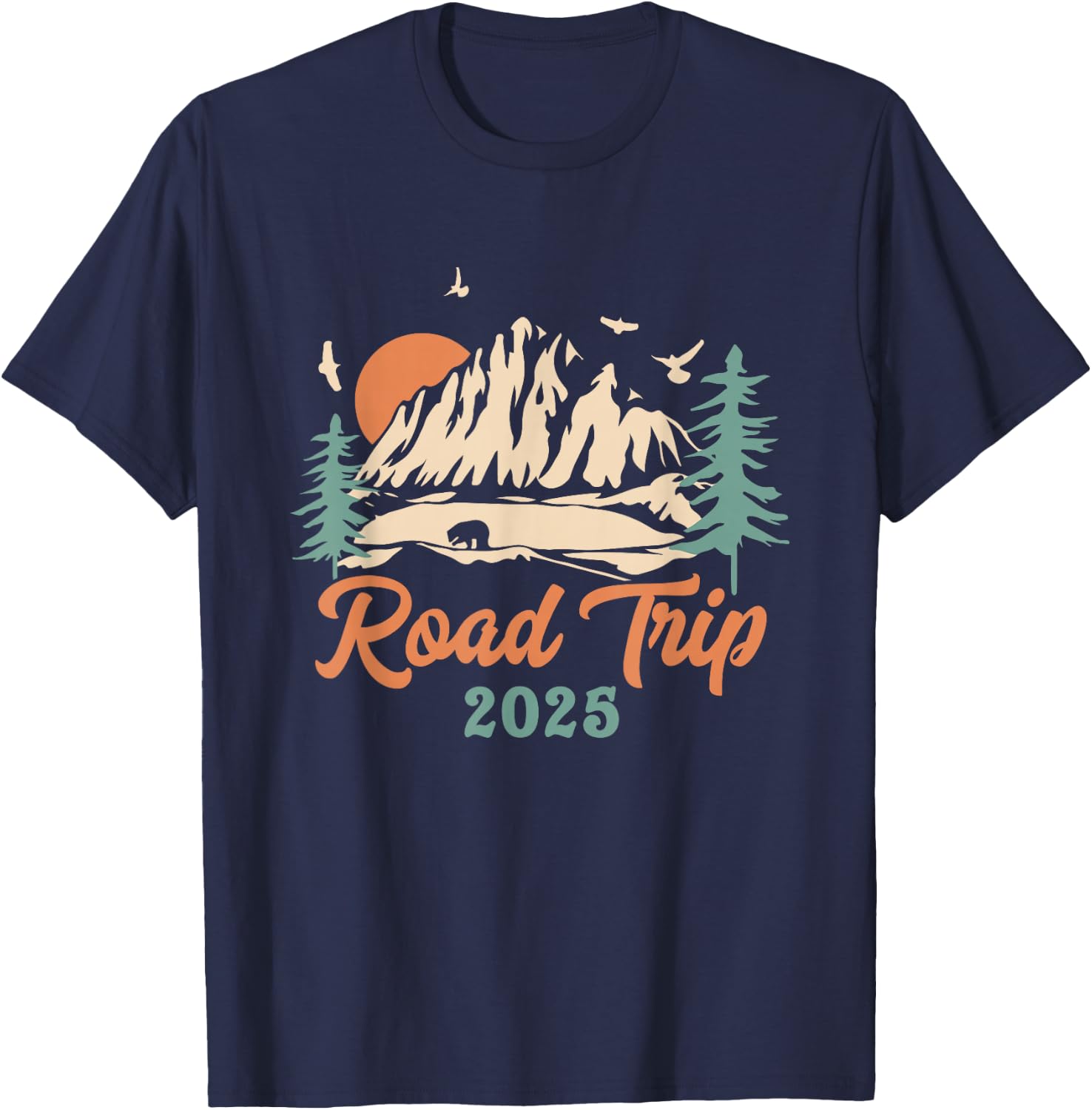 Road Trip 2025 Vacation Girls Trip Adventure Gift Family T-Shirt - T-Shirt | Navy