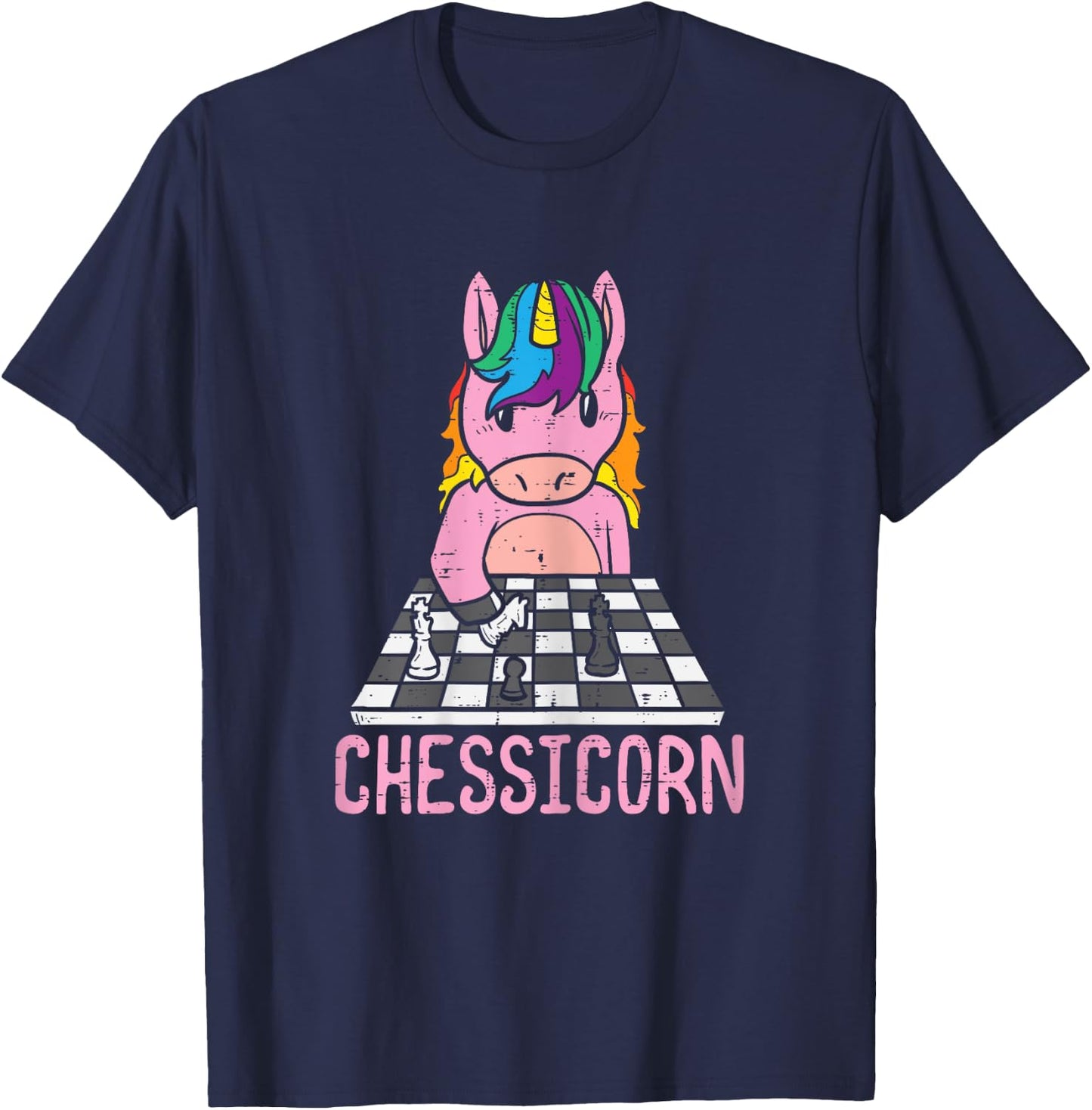 Chessicorn Unicorn Playing Chess Player Women Girls Kids T-Shirt - T-Shirt | Navy