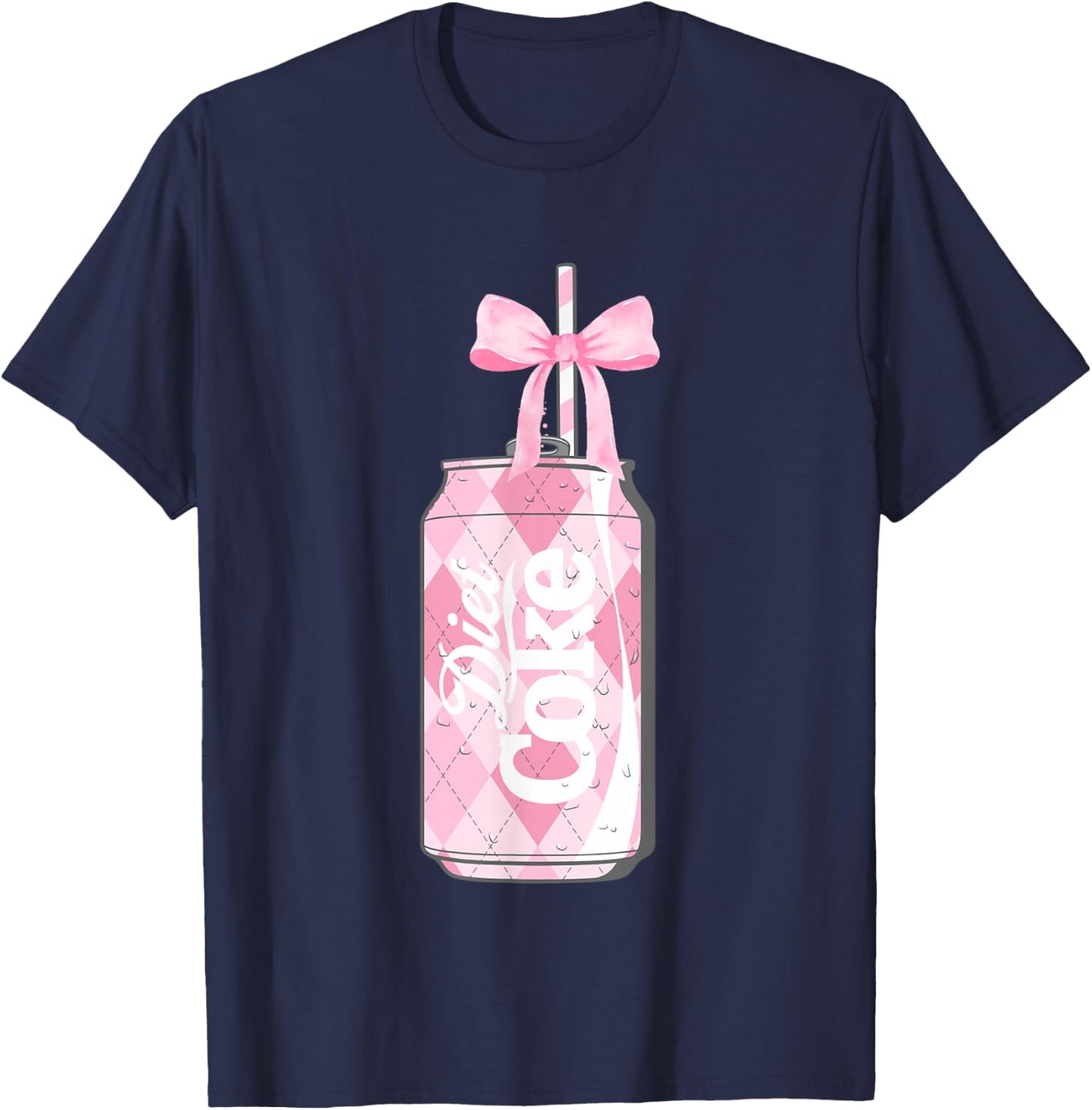 Coca-Cola Pink Diet Coke With Straw & Bow Vintage T-Shirt - T-Shirt | Navy