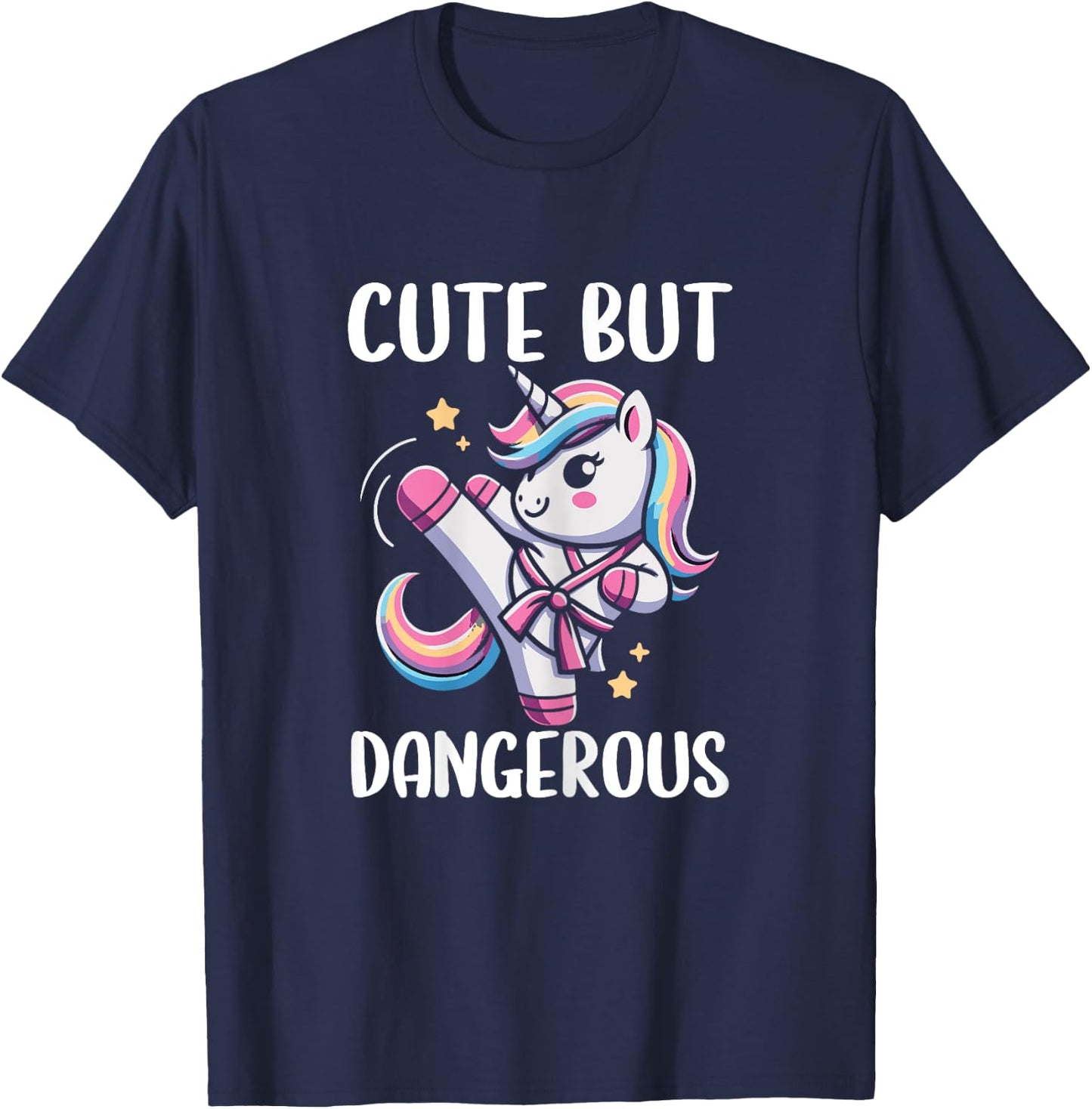 Cute But Dangerous Unicorn Karate Girl Taekwondo T-Shirt - T-Shirt | Navy